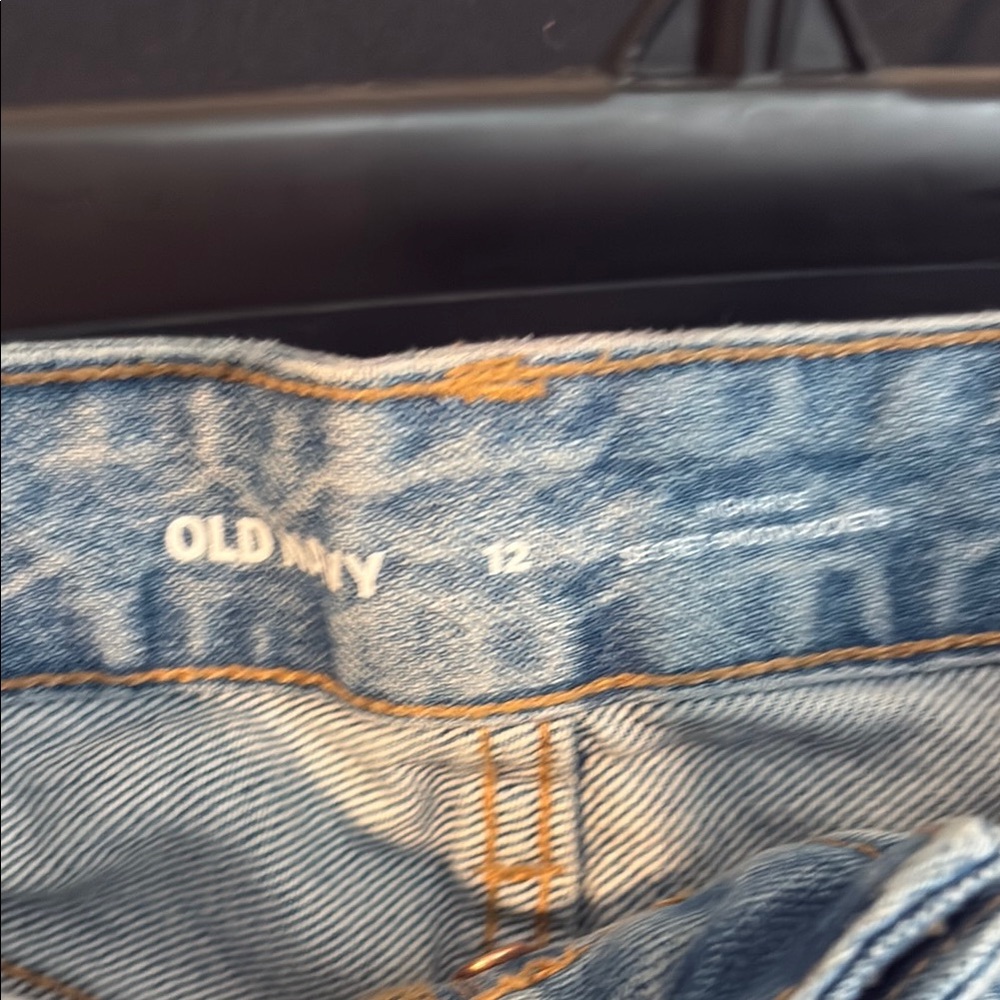 Old Navy High Waisted Button Fly O.G. Straight Non Stretch Cut Off Skirt - Picture 5 of 6